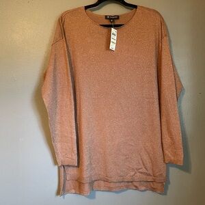 NWT INC Int Concepts Sz Med Women’s Tan Beige Boatneck Tunic Sweater Top Ret $59